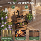 Aoxun 2-Tier Outdoor Water Fountain, Wood Barrel Cascading with Electric Decorative Hand Pump, Rustic Waterfall Fountain for Garden, Backyard, Patio, Porch, Yard - Image 4