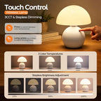 NIORSUN Wireless Mushroom Lamp,3CCT Table Lamp for Bedroom, Portables Cordless Lamps,Wireless lamp,Small Bedside Table Touch Lamps for Living Room,Mushroom 5200mAh Battery Operated Lamp Modern (White) - Image 2