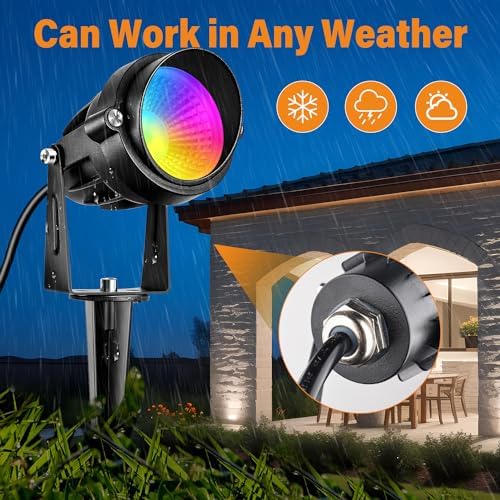 Low Voltage RGBW LED Landscape Lights Spot Lights Outdoor for Yard Garden Decor Spotlight, 12V-24V Low Voltage Landscape Lighting with 16 Color Changing and Remote IP68 Waterproof (6) - Image 3