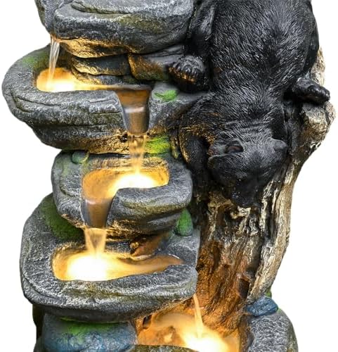 39" Outdoor Garden Water Fountain with Lights, 5 Tiers Water Feature - Image 4
