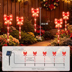 Solar 5PCS Christmas Bow Outdoor String Lights with Stakes Decor Red - Image 5