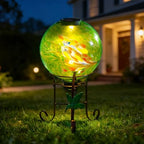 10 Inch Solar Glass Gazing Ball with 9.4" H Metal Stand - Image 2