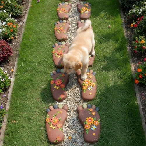 Outdoor Anti Slip Stepping Stones Set, DIY Footprint Shaped Paving Stones - Image 5