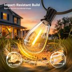 150FT Outdoor String Lights with Remote, Waterproof Patio Lights with 55+2 Shatterproof LED Bulbs,Dimmable Hanging Decor for Backyard Garden Porch Bistro, Timer & 3 Modes,2700K Warm White - Image 4
