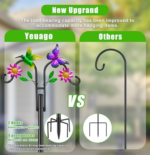 2 Pack Double Shepherds Hooks 78'' Hummingbird Flower 5-Prong - Image 4