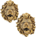 2pcs Outdoor Water Fountain Spout - Wall Mounted Lion Sculpture Fountain Nozzle for Pools Ponds and Garden Decor - Animal Head Nozzle by FONDOTIN