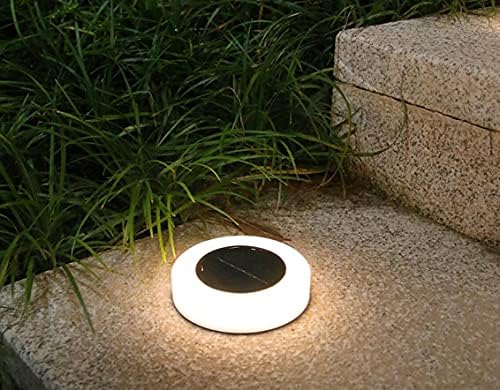 Solar Ground Lights Outdoor 8 LED Solar Powered Disk Lights Round Shape Outdoor in-Ground Lights Outdoor Landscape Lighting for Yard Patio Deck Driveway Walkway Pathway,Frosted Cover (Warm White) - Image 3