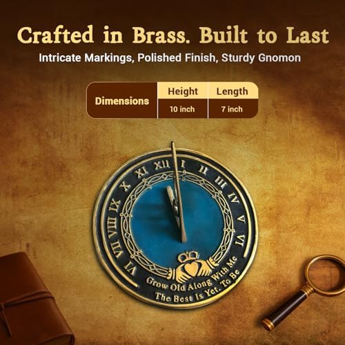 ARTIZANSTORE Solid Brass Sundial | Grow Old with Me Poem | 10 Inch Round Sundial for Garden | Robert Browning - Image 4