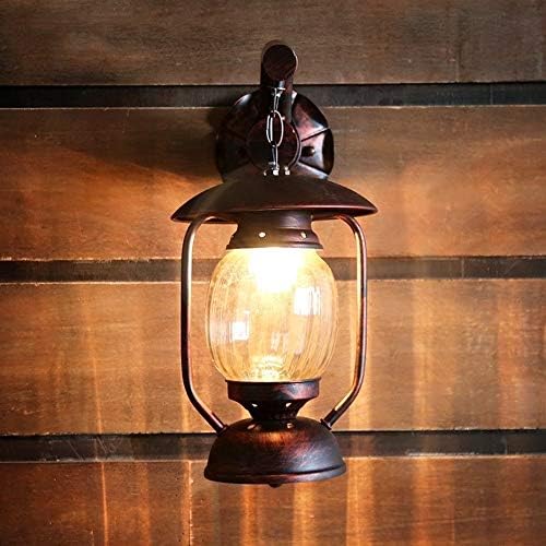 Rustic Chandelier Vintage Industrial Style Metal Lantern Light Creative Aisle Balcony Loft Kerosene Lamp Iron Wall Sconce Vintage Wall Lights Coal Oil Lamp with Glass Shade Lights Fixture E27 - Image 2