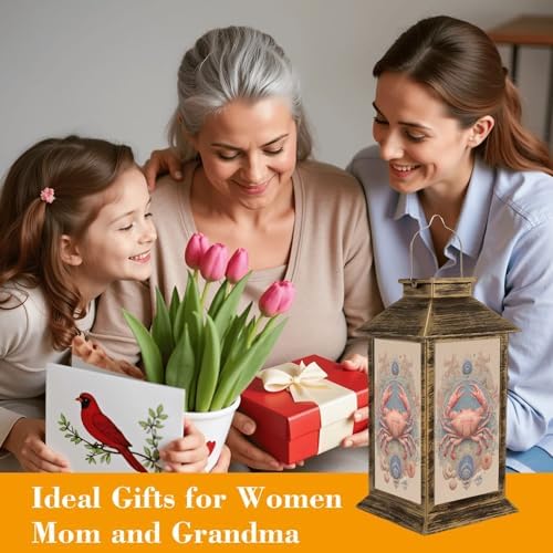 Solar Lantern Outdoor Waterproof Watercolor illustrations marine animals octopus seahorse crab starfish Garden Decor LED Hanging Solar Lights Tabletop Lamp Gifts for Women Mom Outside Yard Patio Porch - Image 4