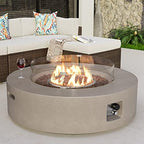 COSIEST Outdoor Propane Fire Pit Coffee Table w Gray 42 inch Round Base Patio Heater, Certified, 50,000 BTU Stainless Steel Burner, Wind Guard, Tank Outside, Free Lava Rocks, Waterproof Cover by COSIEST