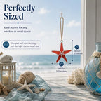 Stained Glass Red Starfish 3in Suncatcher Set of 5, Coastal Home Decor - Image 2