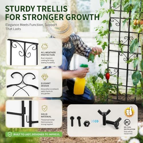 2-Pack 71" Black Metal Garden Trellises with Butterfly Design - Image 4