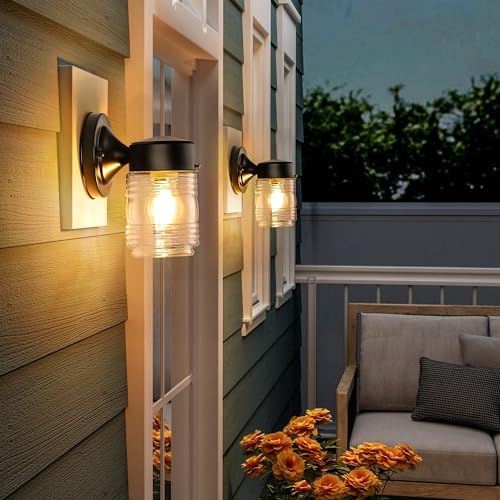 MATAMEYE Outdoor Wall Light Jelly Jar Shape, Front Porch Lighting, 2 Pack - Image 4