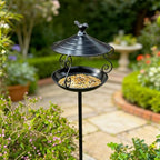 Bird Feeder Iron Standing Bird Bath Feeding Station Decorative Stake Birdbath Bowl Easy Installation Weatherproof Suitable for Outdoor Garden Lawn Cou, Black - Image 4