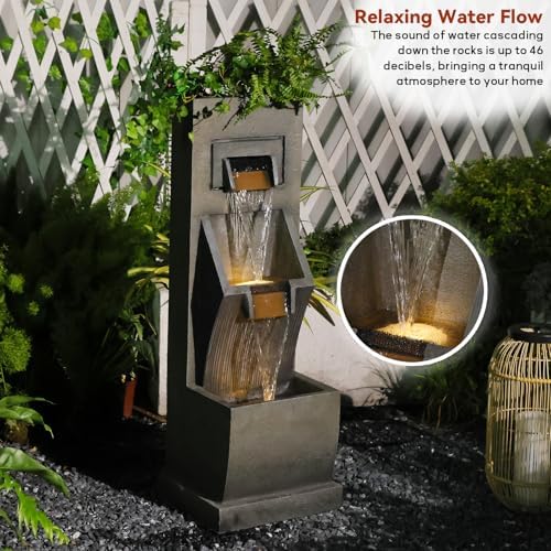 Sunlinua 35H Modern Outdoor Water Fountain with 3-Tiers - Image 5