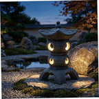 Pagoda Garden Statue - Grey Resin Pagoda Statue with Zen Ambiance, Water-Resistant Outdoor Decor for Patio, Yard, Landscape - Image 3