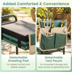 IRONMAX Garden Kneeler and Seat with 14" L×11" W EVA Kneeling Pad, Green - Image 5
