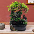 Rockery Tabletop Fountain Water Fountain Rockery Crafts Desktop Simulation Resin Rockery Bonsai with LED Automatic Pump for Office, Home, Bedroom Desk Decoration Gifts (A 7.9x5.9x11.8in) - Image 2