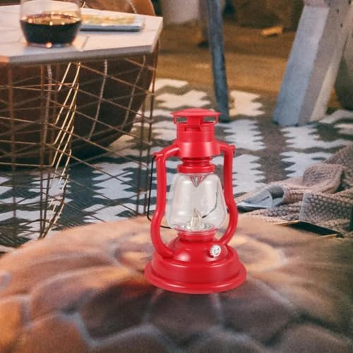 2pcs Vintage Kerosene Oil Lamp with Handle, Red Retro Lantern - Image 6