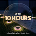 Bell+Howell 8 Pk Mosaic Solar Lights Outdoor LED Disk Pathway Lights, Pink - Image 5