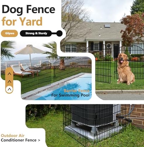 10 Panels Garden Fence Animal Barrier with Lock, 33in (H) x 24ft (L) Dog Fences Outdoor for Yard No Dig Rustproof Decorative Tall Metal Panel Border Rabbits Temporary Ground Stakes Fencing - Image 6