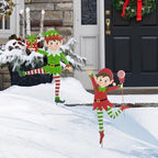 Glitzhome Set of 2 Metal Dancing Elf Yard Sign with Stake, 35.75" H Christmas Decorative Wall Hanging Decoration for Garden Home Lawn Pathway Walkway - Image 2