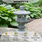 OLOMA Concrete Japanese Pagoda Garden Statue Asian Stone Lantern Sculpture Outdoor Handcrafted Decor Zen Patio Yard Landscape Meditation Accent - Image 2