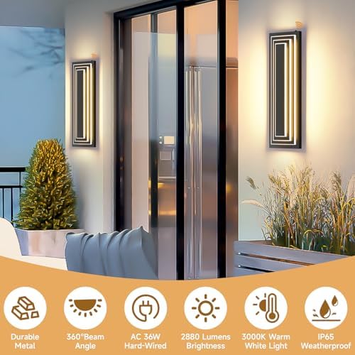 Dusk to Dawn Outdoor LED Wall Lights,3-Tier 23.6 in,36W,2 Packs - Image 5