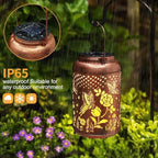 2 Pack Solar Lanterns Outdoor Waterproof, Butterfly Rose Garden Decor Birthday Gifts for Women Mom Grandma Hanging Solar Lights Metal Solar Decoration Outside for Yard, Patio, Lawn - Image 4