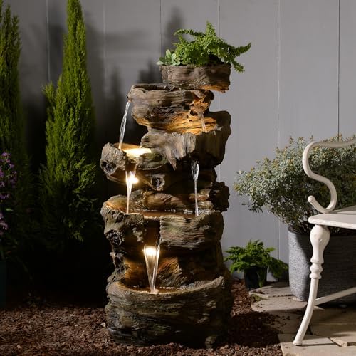 Bumilgar 40.6" H Wood-Like Water Fountain Indoor & Outdoor 5-Tier by Bumilgar
