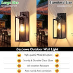 BesLowe 15” Large Outdoor Wall Light Fixture, Exterior Porch Sconce, Brown - Image 3