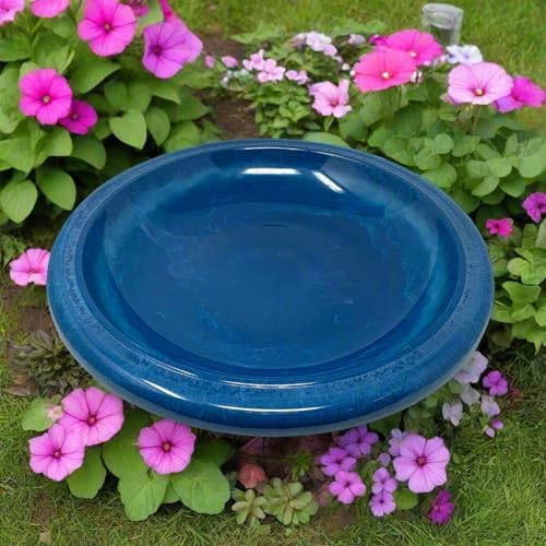 Bird Bath, Bowl Only - 19" Azure Blue Fiber Clay Bird Bath Bowl, Lighweight-3.7lbs. - Image 2