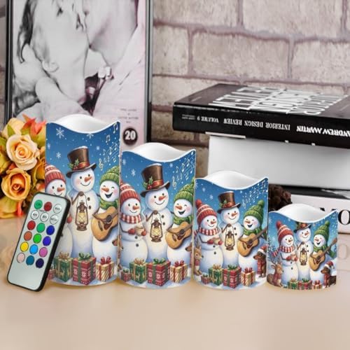 Christmas Snowman Flameless Battery Operated Candles Set of 4 - Image 4