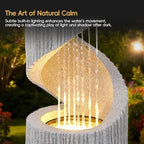 30" H Outdoor Water Fountain with LED Light, S-Shaped Modern Curved Outdoor Fountain, Spiral Column Fountain, Decorative Waterfall Feature with Flat Top Plant Display for Garden, Patio Decor - Image 4