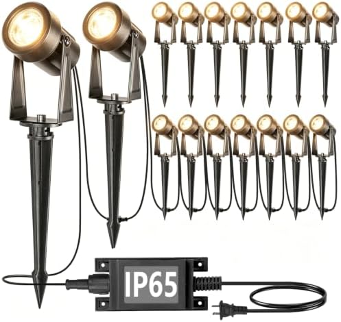 SUNTHIN Outdoor Landscape Lighting, 16 Pack LED Spot Lights Kit, Warm White by SUNTHIN