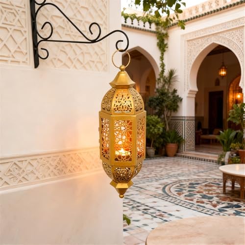 ordinarYone Moroccans Iron Candle Holders Hanging Candle Lamp With Intricate Cutout Design For Romantics Home Decors and Outdoor Use - Image 7