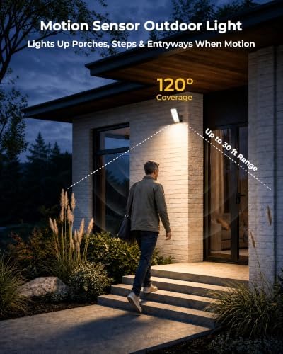2 Pack Motion Sensor Outdoor Lights, 10000mAh Rechargeable Battery Operated Outdoor Lights with Remote, 3 Modes with Red Alert, Dimmable & 3CCT, Outdoor Security Lights for Porch, Backyard, Garage - Image 2