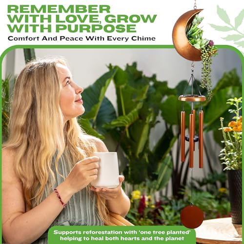 Premium Moon Wind Chimes for Outside – Deep Tone Sympathy & Memorial Wind Chime Gift for Loss of a Loved One, Outdoor Garden Patio Décor (Gold) - Image 5