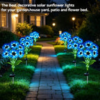 Solar Sunflower Lights Outdoor Garden Decor, 6 Pack Solar Blue Flowers Lights with 36 Sunflowers, Waterproof Fall Decor Stake Decorative Light Auto ON/Off for Garden Yard Patio, Gift for Women - Image 5
