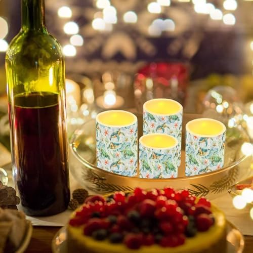 GLENLCWE Flower Sea Turtle Flameless Light Candles Battery Powered with Timer Remote Color Chaging Pillar Fake Candles Pack of 4 for Wedding Home Outdoor Decor - Image 3