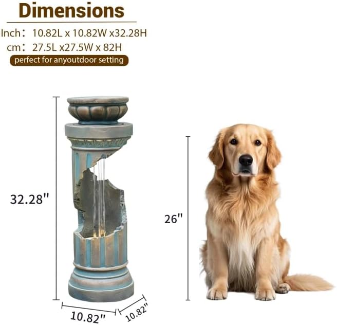 Sunlinua Modern Spiral Outdoor Water Fountain with LED Light - Image 2