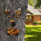 Tree Face Bird Feeder Decor Garden Decoration,Tree Hugger Yard Art Garden Decoration,Creative Multifunctional Cute Statue Yard Art Tree Hugger Sculpture for Outdoor - Pig(Deer) - Image 5