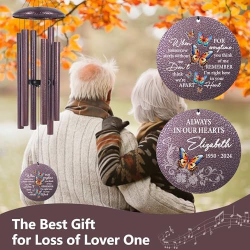 Personalized Butterfly Wind Chimes for Loss of Loved One Mom Dad - Image 2