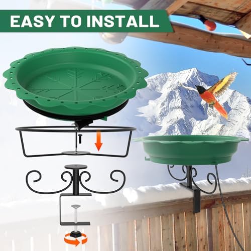 100W Heated Bird Baths for Outdoors, Heated Birdbath Outside Winter, Green - Image 5