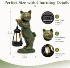 Nacome Cat Outdoor Statues for Garden with Solar Lantern - Image 3