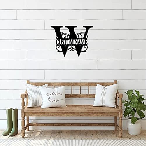 W Custom Name Initial Letter Monogram Metal Sign Rustic Steel Metal Wall Hanging Cut Out Sign Rustic Metal Address Sign Plaque Door Hanger Sign for Garden Workshop Workshop Home Decor 24 Inch - Image 5