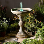 Sunlinua 24H Outdoor Water Fountain with Solar Pump Italian Resin Garden Fountain for Patio Yard Weather-Resistant Bird Bath Fountain with Led Light Elegant Backyard Décor by Sunlinua