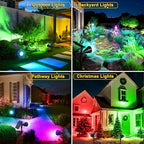 ROSHWEY Solar Spot Lights Outdoor, 7 Colors Halloween Christmas Outdoor Lights Waterproof Landscape Light 600LM Solar Spotlight Lighting for House Backyard Pool Patio Garden Decor- 2 Pack - Image 3