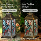 Solar Lantern Mid Century Stained Glass Outdoor Waterproof Garden Hanging Lantern Solar Powered Lighting Outside Solar Light for Patio Yard Camping, Gifts for Women Mom - Image 4